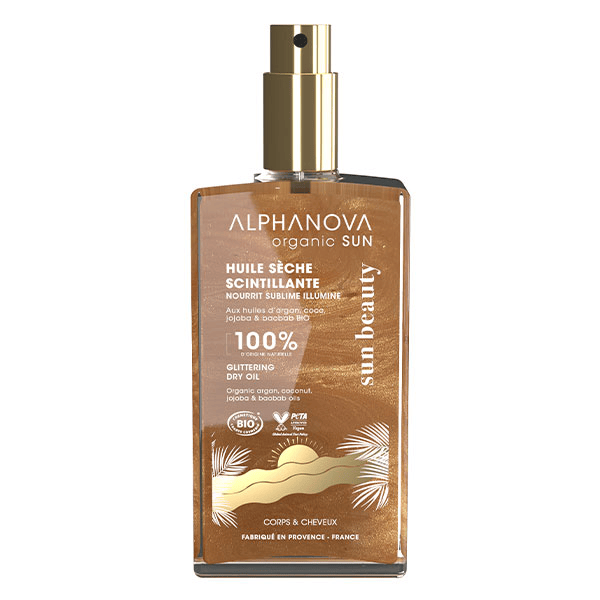 Organic Sun beauty Huile sèche scintillante bio* solaire 100ml
