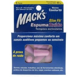 Tampões Auriculares Espuma Ruído Slim Fit 5 Pares