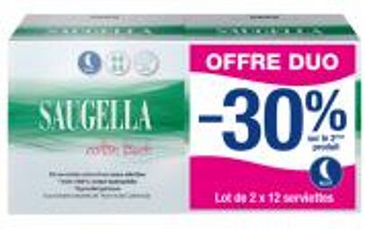 Cotton Touch Serviettes Nuit Lot 2X12 Serviettes - Lot 2 x 12 serviettes extra-fines avec ailettes