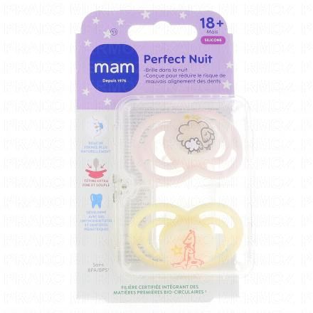 Sucettes +18 mois perfect Nuit silicone animaux