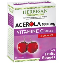 Acérola 1000mg + Vitamine C Fruits Rouges 30caps