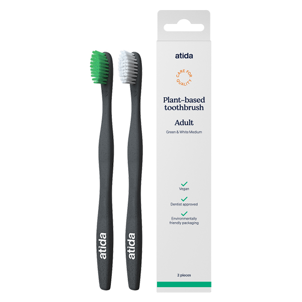 Hygiène Bucco-Dentaire Brosse à Dents Adulte Medium Vert Blanc 2 unités