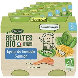 Blédina Pots bébé Epinards Semoule Saumon dès 6 mois 2x200g