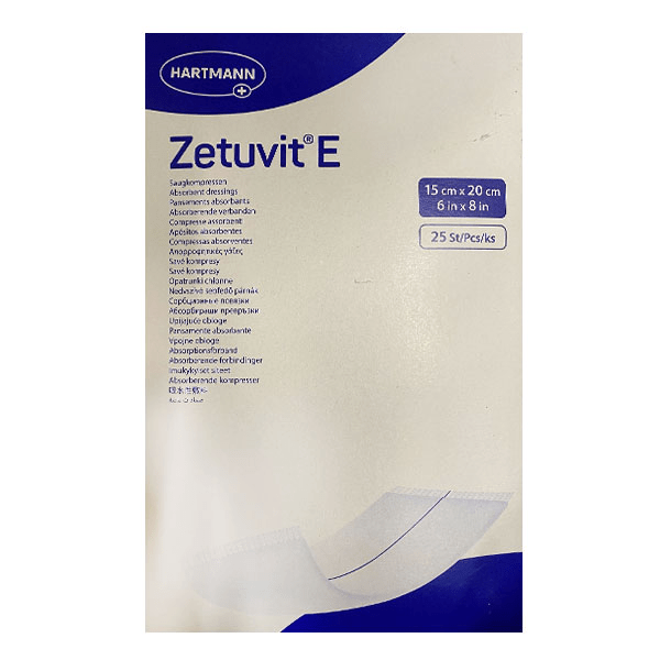 Zetuvit-E Pansement Absorbant Américain Stérile avec Dos Hydrophobe 15 x 20cm - 25 unités