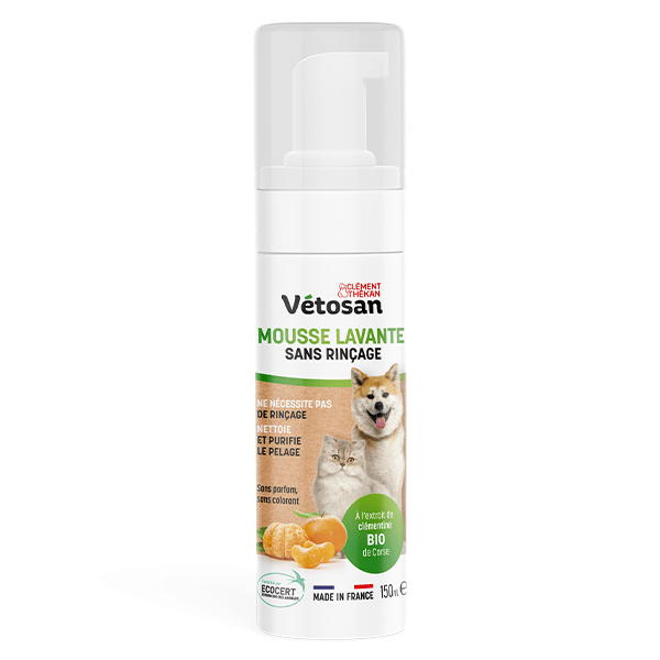Vétosan Mousse Lavante Sans Rinçage pour chiens et chats 150 ml