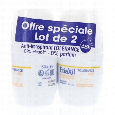 Tolérance -Déodorant Anti-Transpirant Roll-on 48H 50ml lot de 2