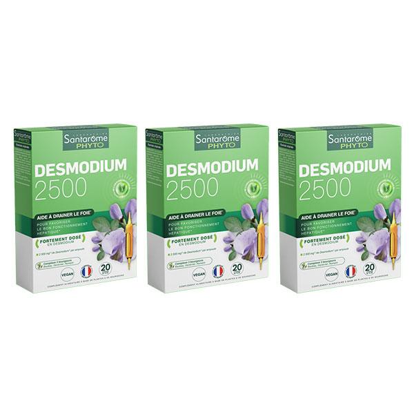 - Desmodium 2500 - Détoxifiant du foie - 20 ampoules Végan - Lot de 3