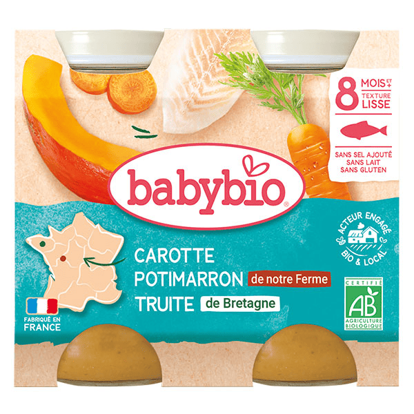 Repas Midi Pot Carotte Potimarron Truite +8m Bio 2 x 200g