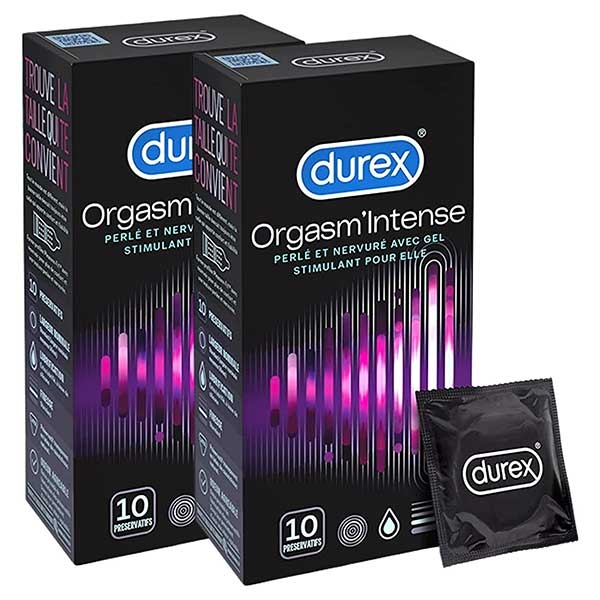 Lot de 20 Préservatifs Orgasm'Intense - Extra Lubrifiés Stimulants et Texturés - 2x10 pièces