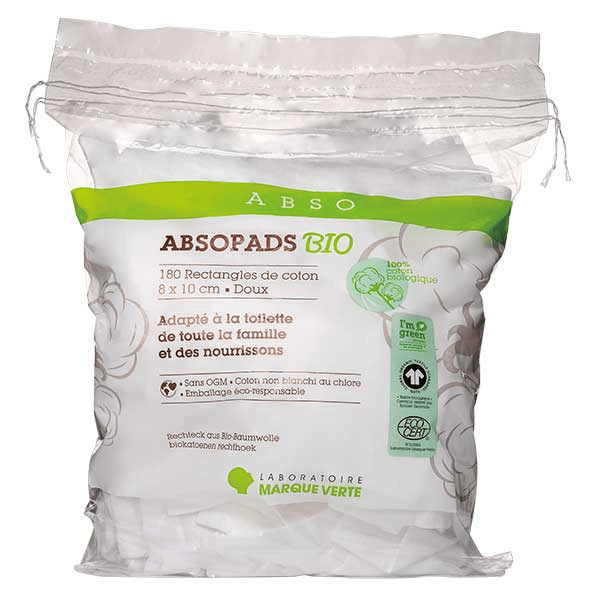 Absopads Bio Rectangles Coton bio 8x10cm - Sachet de 180