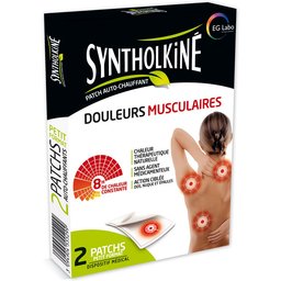 SyntholKiné Patch Auto-Chauffant pour soulager les douleurs musculaires au niveau du dos, de la nuque et des épaules - Petit Format - Boite de 2