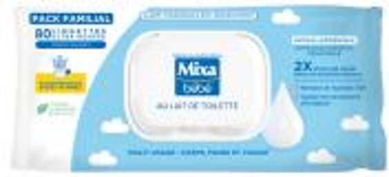 Bébé Lingettes au Lait de Toilette 80 Unités - Sachet 80 lingettes
