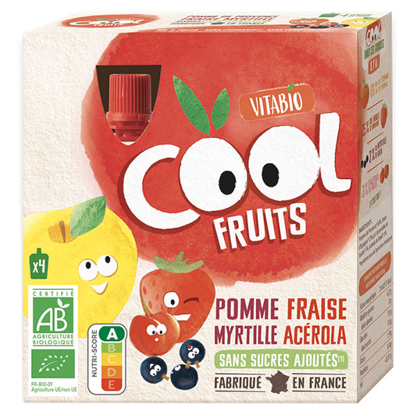 Cool Fruits Pomme Fraise Myrtille Acérola Bio 4 x 90g