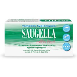 - Cotton Touch - Tampons Hygiéniques sans Applicateur - Flux Importants- 100% Coton - Hypoallergéniques, Confort et Sécurité - Enrichis en Thymol et en Huile d'Amande Douce - Pack de 16