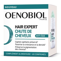 Oenobiol - Hair Expert Chute de cheveux Anti-Âge - Préserve le capital capillaire, Favorise la croissance et la densité, Préserve la pigmentation des cheveux - Complément alimentaire - 60 comprim