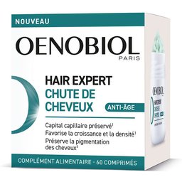 Oenobiol - Hair Expert Chute de cheveux Anti-Âge - Préserve le capital capillaire, Favorise la croissance et la densité, Préserve la pigmentation des cheveux - Complément alimentaire - 60 comprim