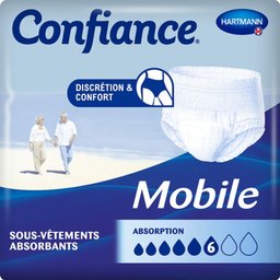 Confiance Mobile Absorption 6 - Slip absorbant jetable pour incontinence urinaire, adulte.