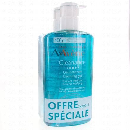 AVÈNE Cleanance gel nettoyant sans savon lot de 2 x 400ml