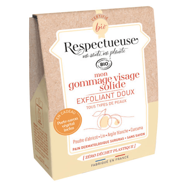 Mon Gommage Visage Solide Doux Bio 35g + Porte-Savon Végétal Offert