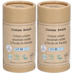 Comme Avant Crème solaire minérale solide à l'huile de Karanja SPF 50 Dès la naissance