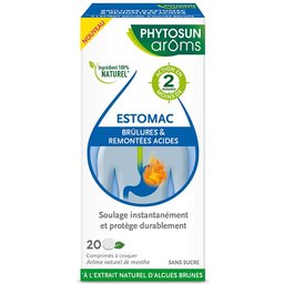 Aroms Brûlures d'estomac et Remontées Acides, Arôme Naturel Menthe, Sans Sucre, Menthe, 20 Comprimés à Croquer
