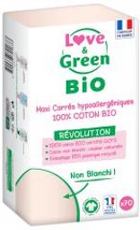 Cotons Bio Maxi Carrés X70 - Sachet 70 cotons
