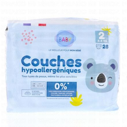 Couches hypoallergéniques taille 2 - 3à6kg x28 couches