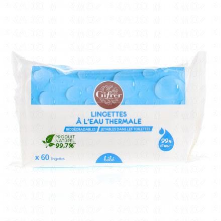 Lingettes à l'eau thermale biodégradables x60