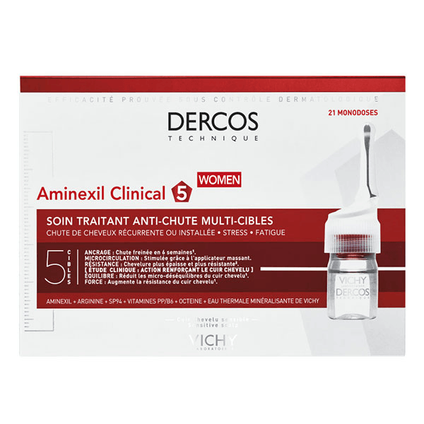 Dercos Soin Anti-Chute Cheveux Aminexil Clinical 5 Femme 21 x 6ml