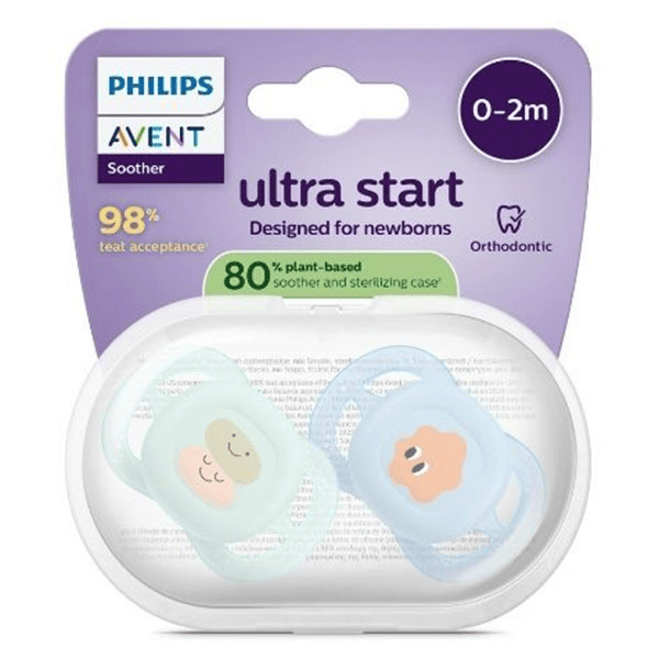 Sucette Ultra Start jour 0-2M Imprim Polaire x2 silicone, sans BPA
