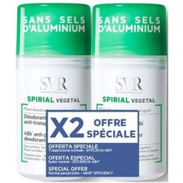 Spirial Déodorant 24h Végétal Roll-On 2x50ml