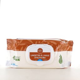 Lingettes Nettoyantes à l'Huile d'Olive Vierge 70 unités