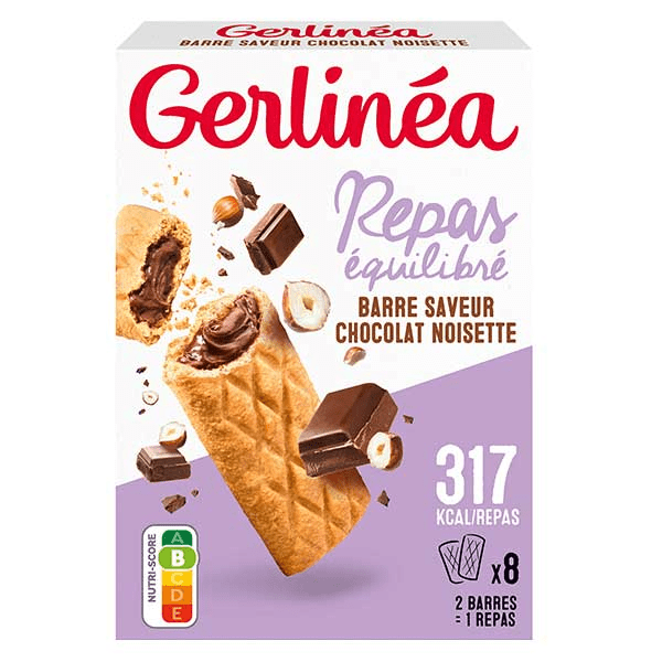 Repas Minceur Barres Fourrées Chocolat et Noisettes 8 x 45g