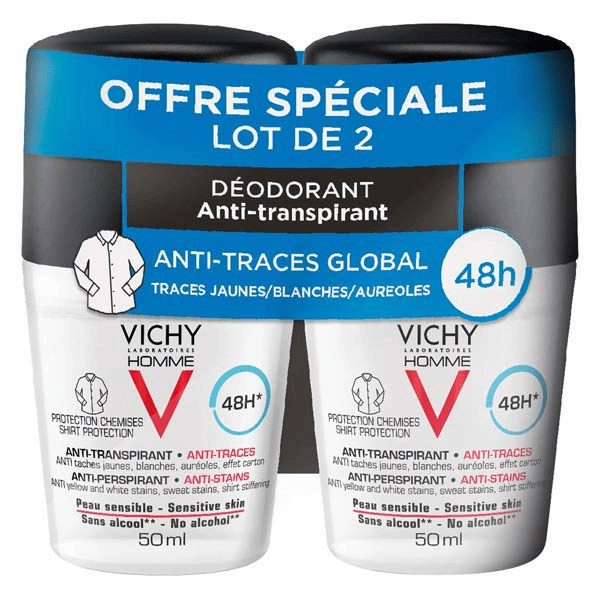 Déodorant Anti-Transpirant Anti-Traces 48h Roll-On Lot de 2 x 50ml