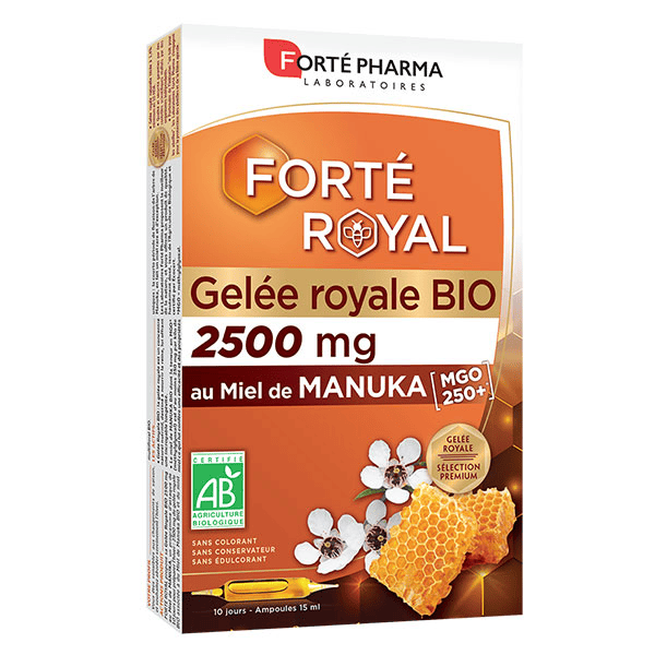 Gelée Royale Bio 2500 mg au Miel de Manuka Immunité 10 ampoules