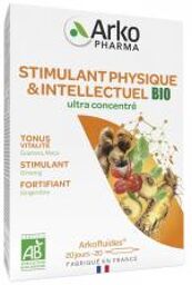 Arkofluides Stimulant Physique et Intellectuel Bio 20 Ampoules - Boîte 20 ampoules de 10 ml