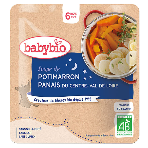 Repas Soir Sachet Soupe Potimarron Panais +6m Bio 190g