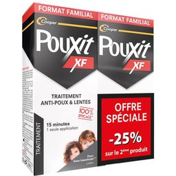 - XF - Lotion anti-poux et lentes - 100% Efficace - Agit en 1 seule application de 15 minutes - Traitement du cuir chevelu - Lot de 2 x 200 ml -25% sur le second flacon