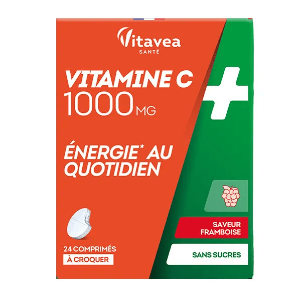 Vitamine C 1000mg Energie 24 comprimés à croquer Saveur framboise