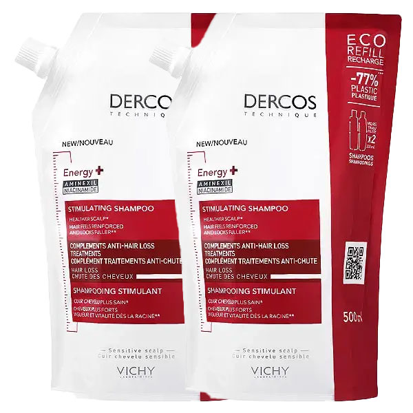 Dercos Technique Shampooing Energy+ 2x Écorecharge 500ml