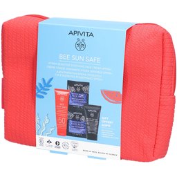 Apivita Bee Sun Safe Hydra Sensitive Crème Visage Spf50+ & Gel Nettoyant Noir & Masque Visage à la Lavande de Mer