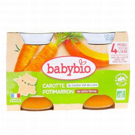 Légumes - Petits pots Carotte des Landes, Potimarron du Centre-Val de Loire 2x130g dès 4 mois