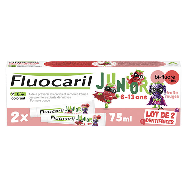 Junior 6-12 ans Dentifrice Gel Fruits Rouges Lot de 2 x 75ml