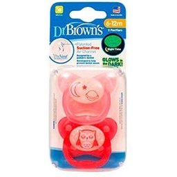 Dr Brown's Chupete Silicona Nocturno 6 a 18 Meses Rosa 2uds