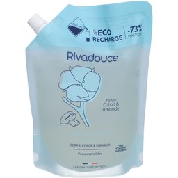 Rivadouce Gel douche Coton & Amande 3en1 - Ecorecharge doypack 750ml