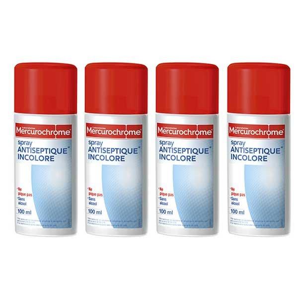 Antiseptique Incolore Spray  Lot de 4 x 100ml