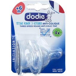 Dodie® Tétine Initiation+ ronde 3 vitesses anti-colique +6 mois