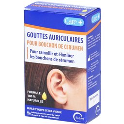 Care + Solution pour Bouchon de Cérumen à l’huile d’olive dès 5 ans - flacon de 10 ml - EG Labo