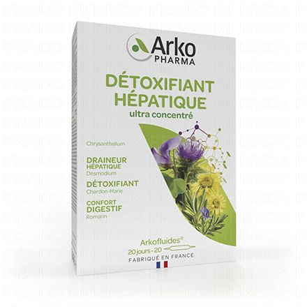 Arkofluides détoxifiant hépatique bio boîte de 20 ampoules