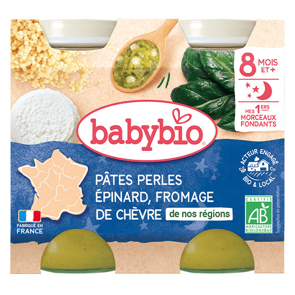 Bonne Nuit Pâtes Perles Epinard & Fromage de Chèvre Bio 2 x 200g